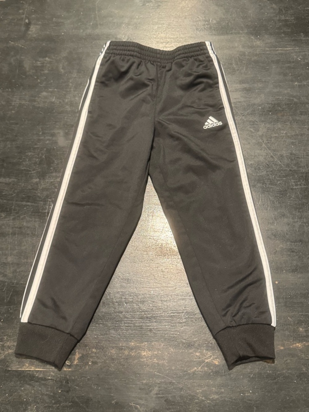 4/$15  Adidas Kids Black Joggers with White Side Stripes- Size 5